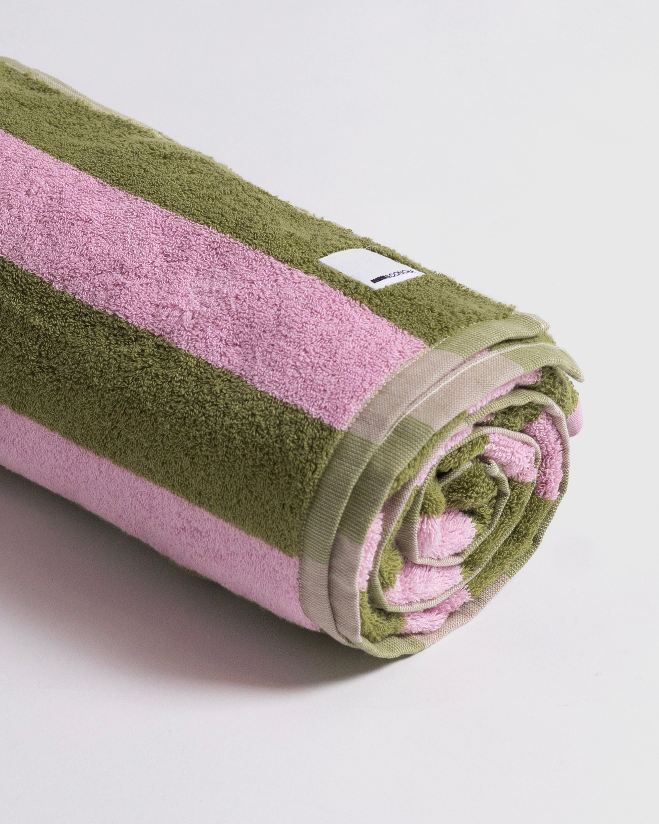 Midweight Bath Towel- Green and Pink Stripes