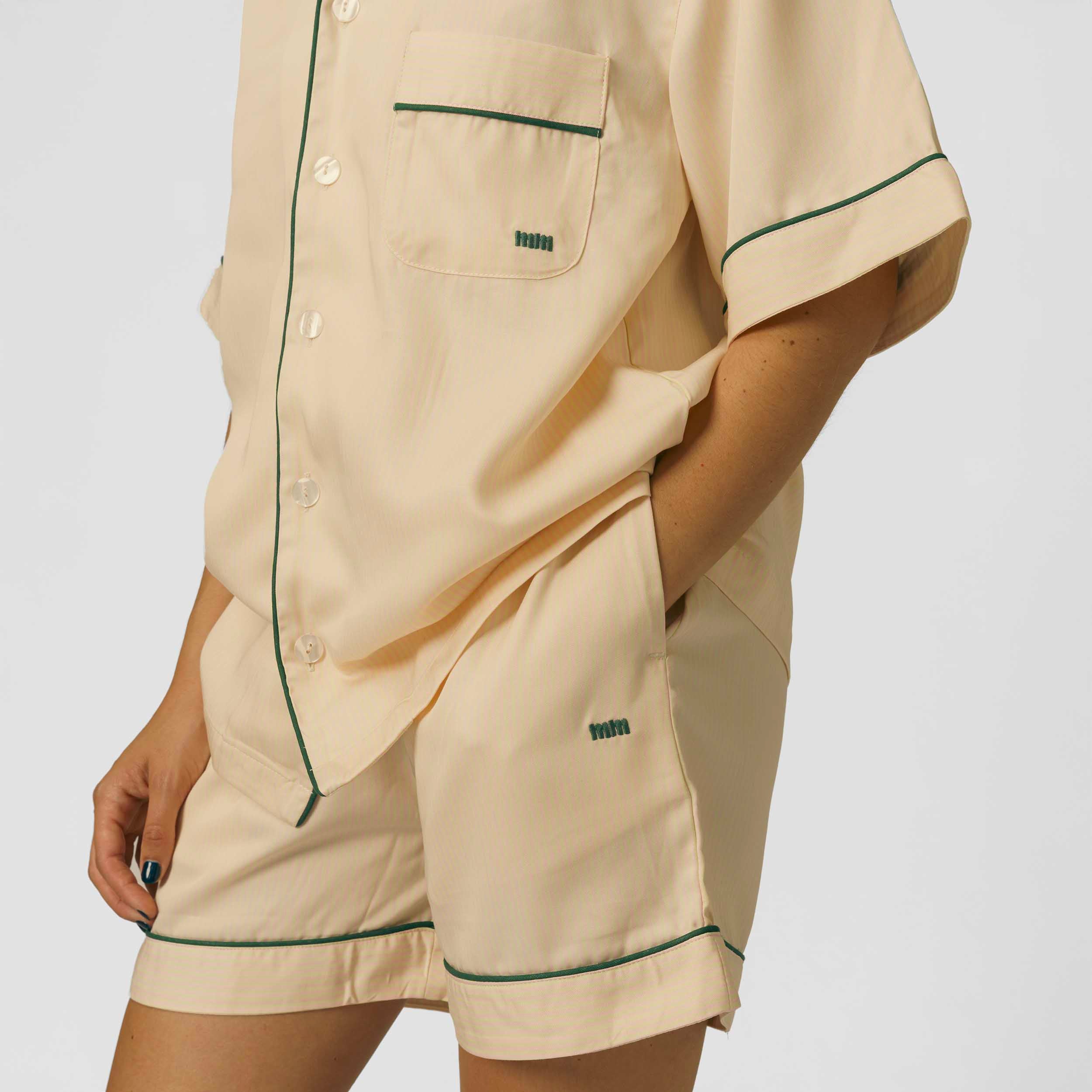 Short-sleeve shirt- Orange and Yellow Stripes – Marshmellow Fabrics