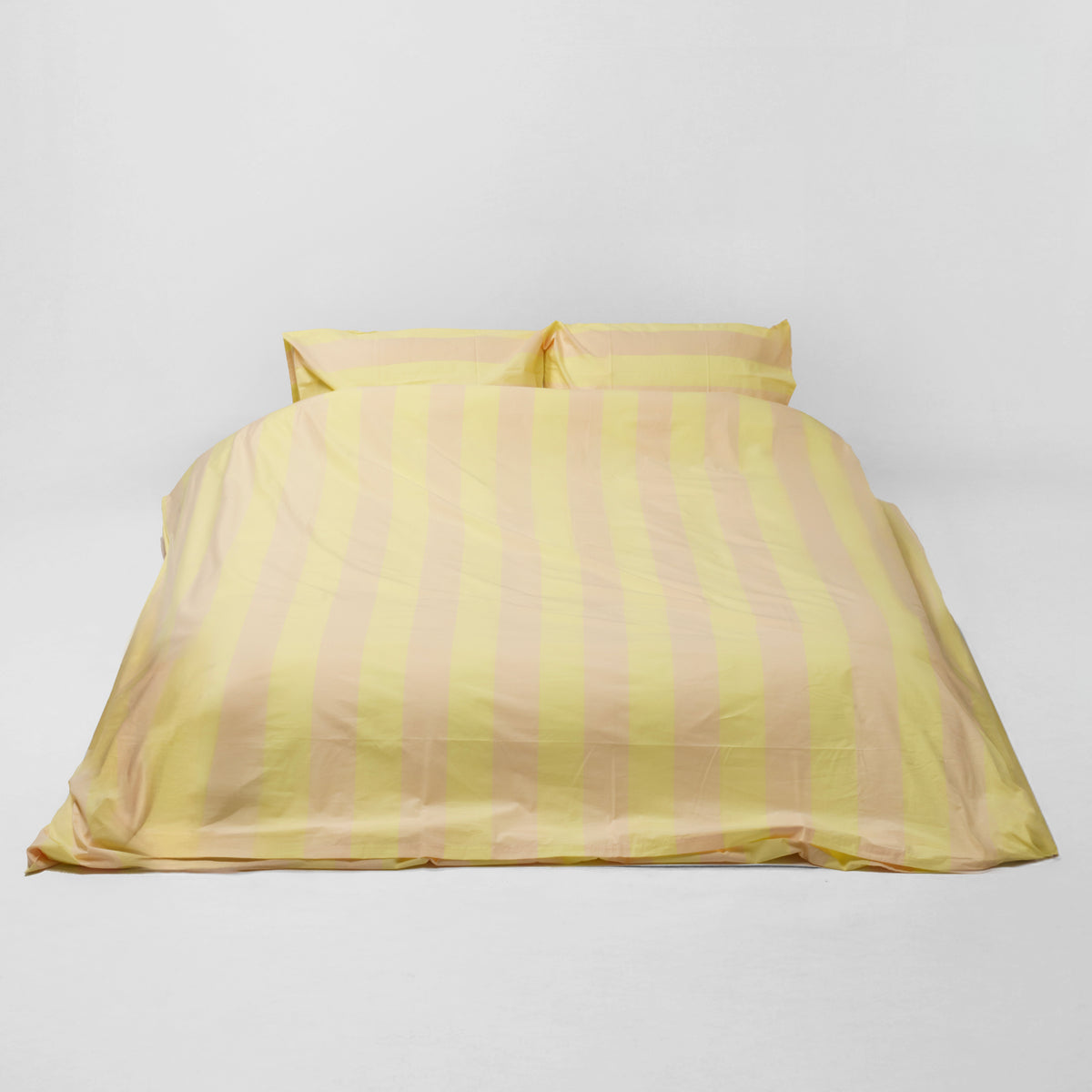 Fitted sheet - 200 threads percale (Light Yellow and Salmon Stripes)