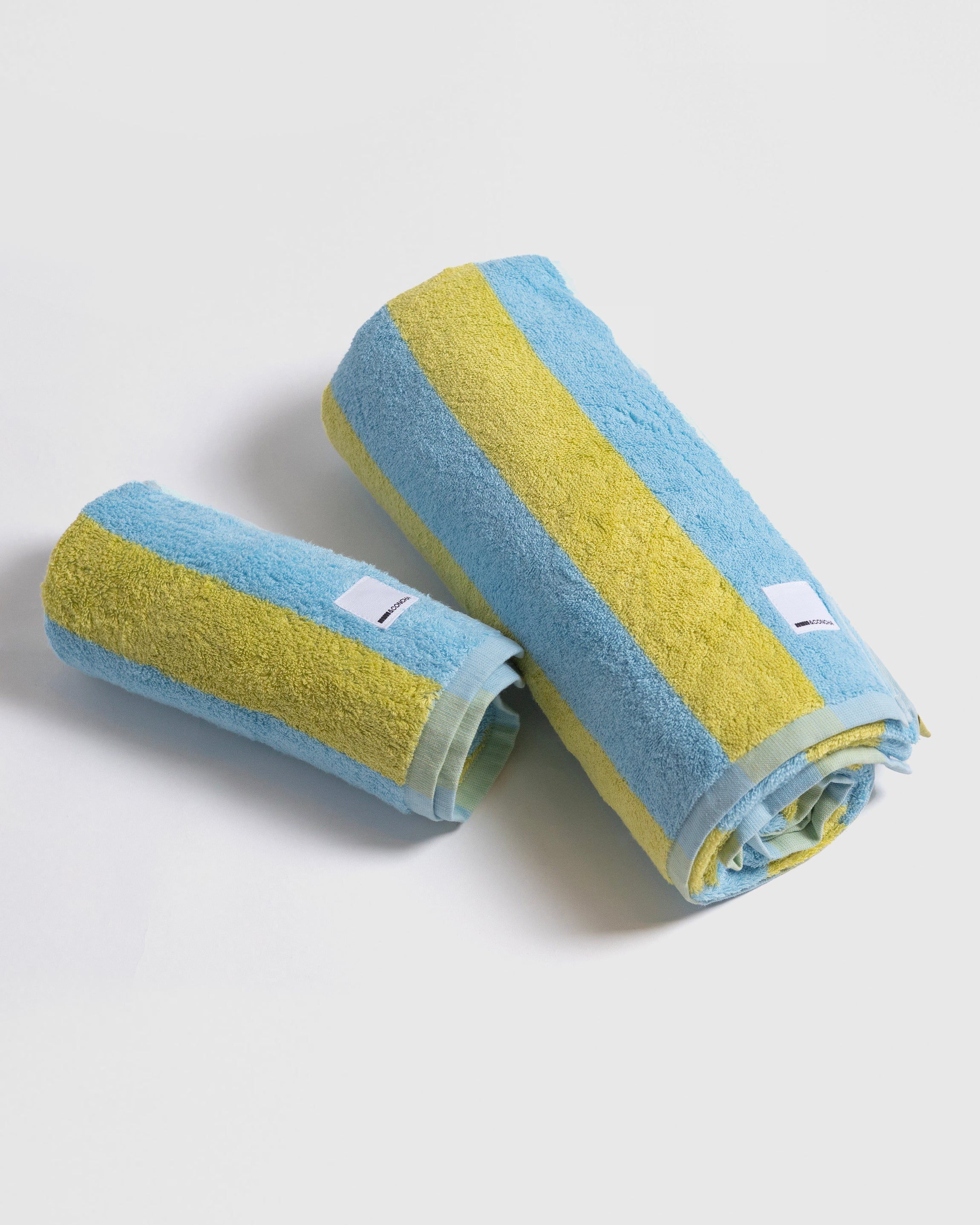 Midweight Bath Towel- Blue and Yellow Stripes