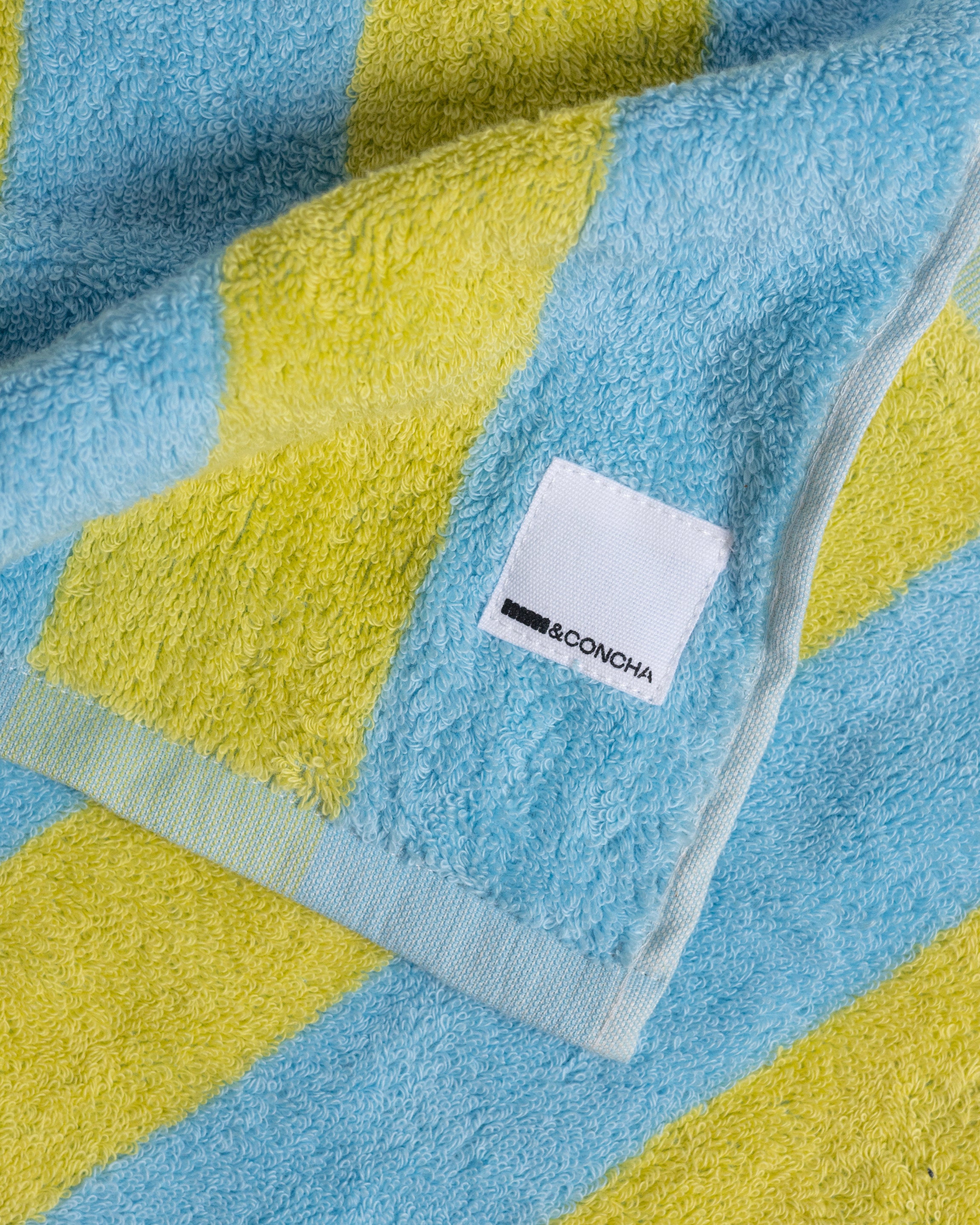 Midweight Bath Towel- Blue and Yellow Stripes