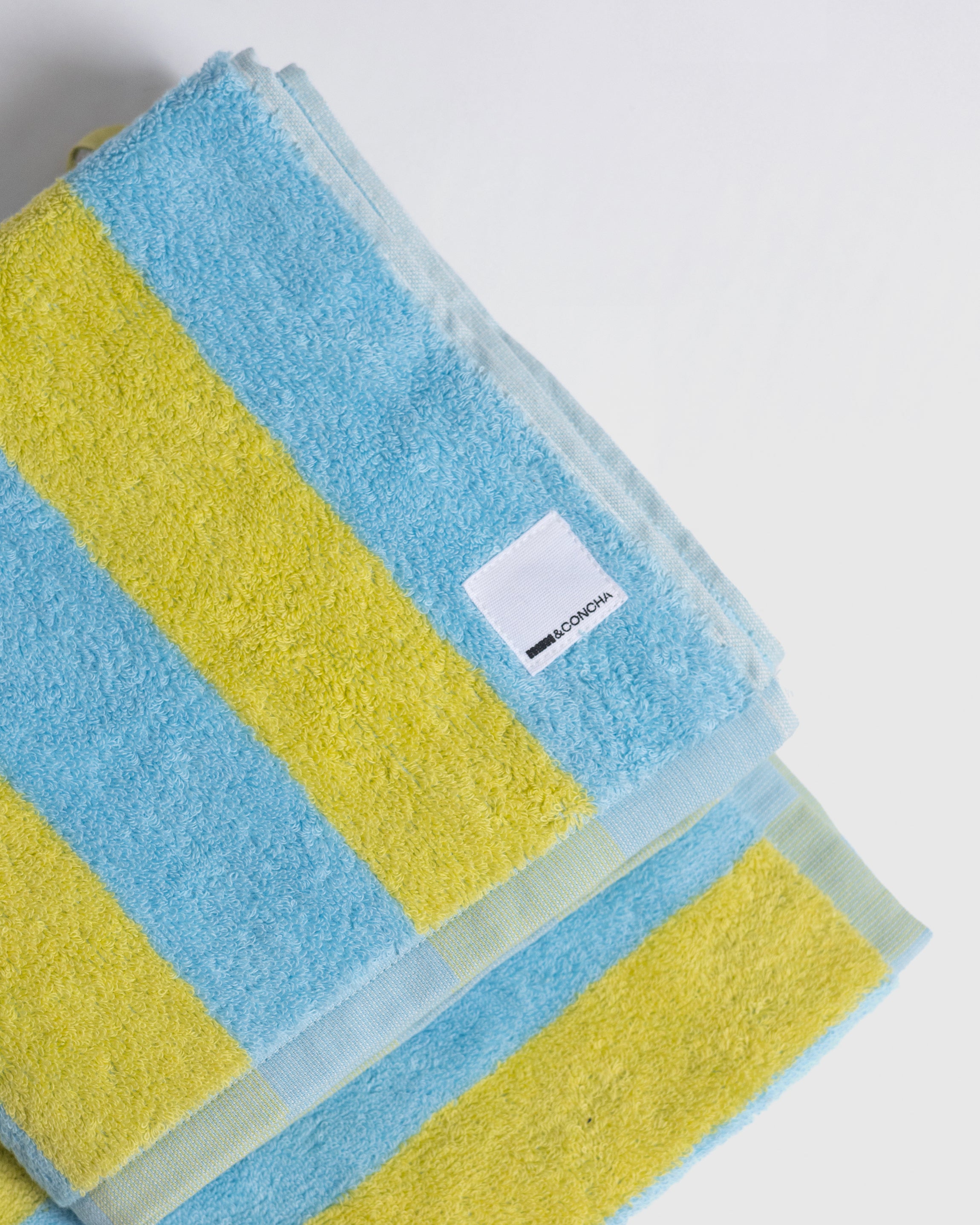 Midweight Bath Towel- Blue and Yellow Stripes