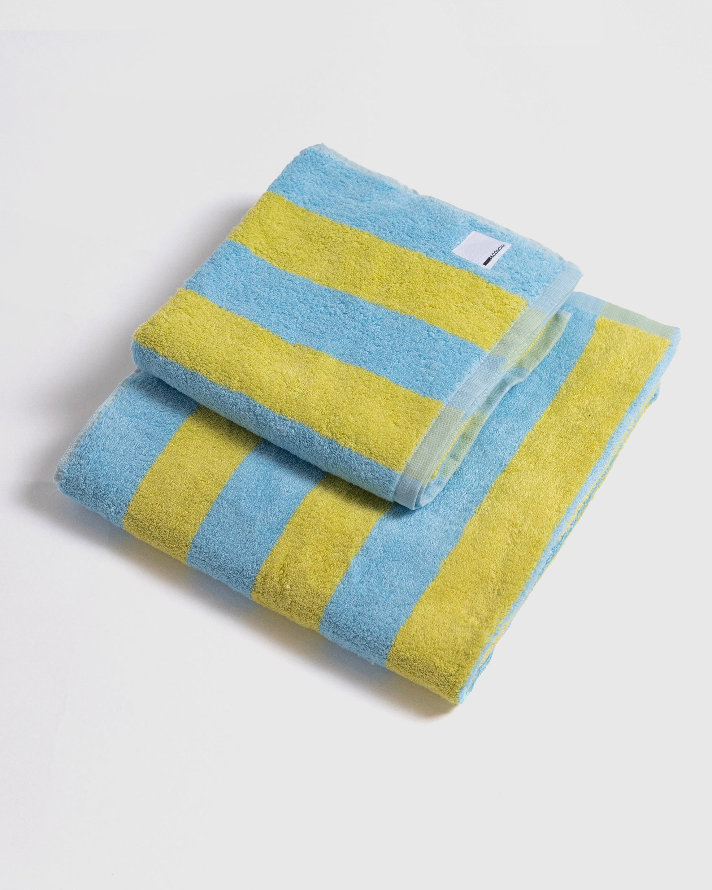 Midweight Bath Towel- Blue and Yellow Stripes