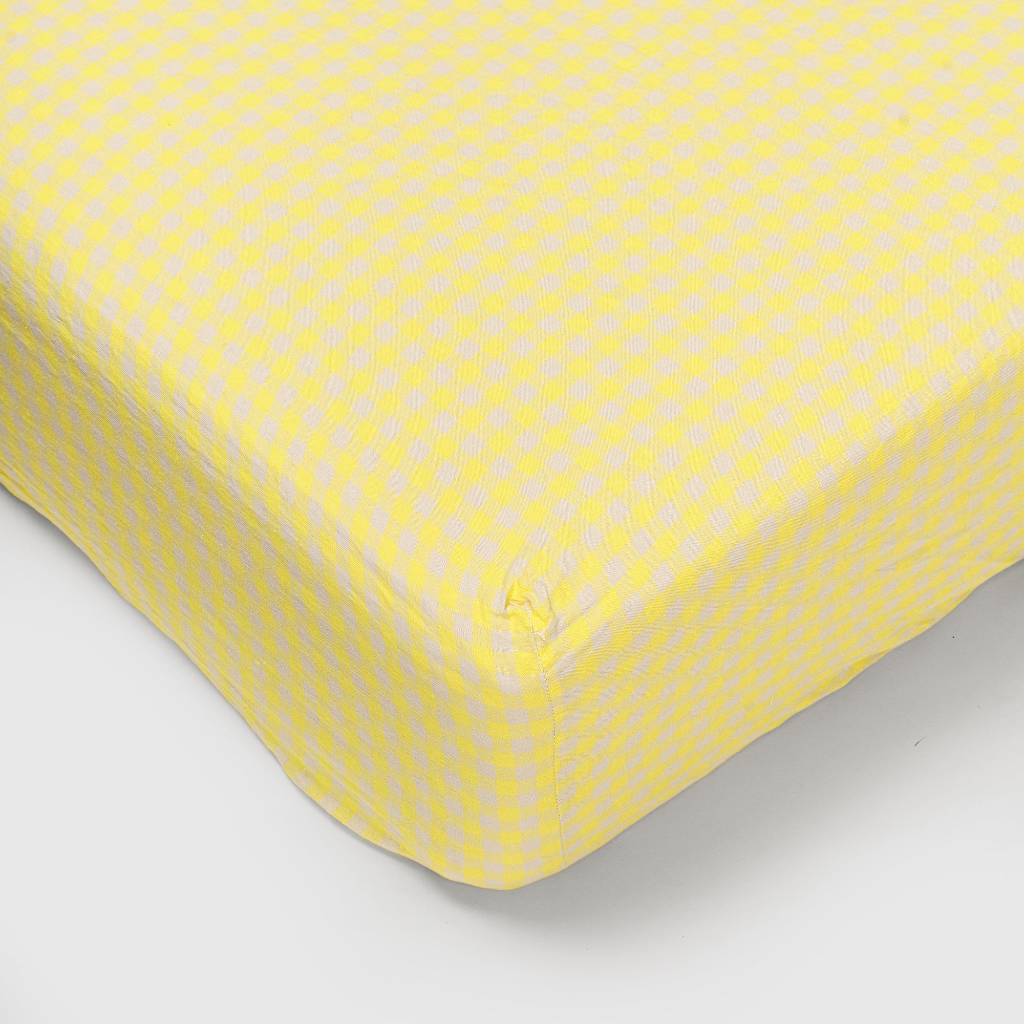 Fitted sheet - Linen (Lemon Gingham)
