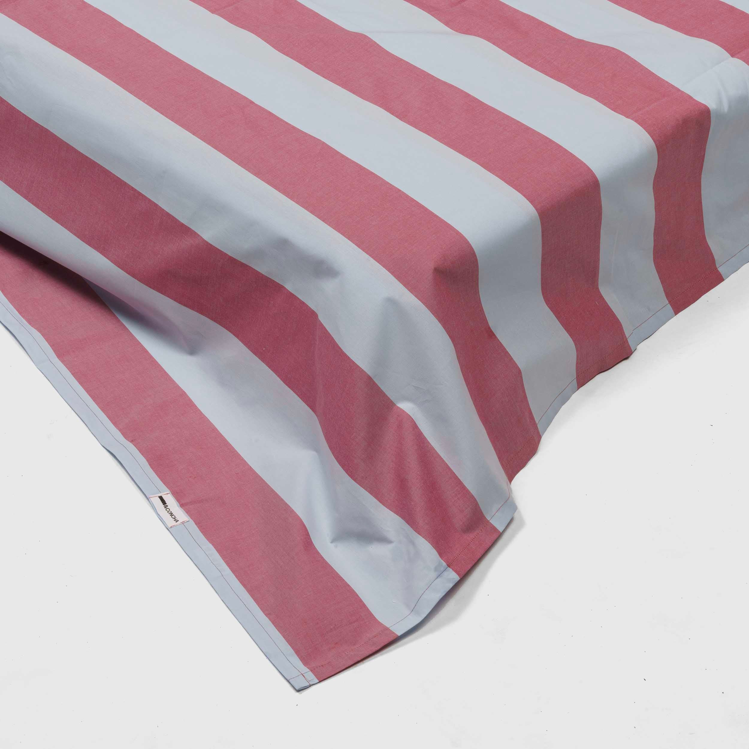 Flat sheet - 200 threads percale (Light Blue and Bordeaux)