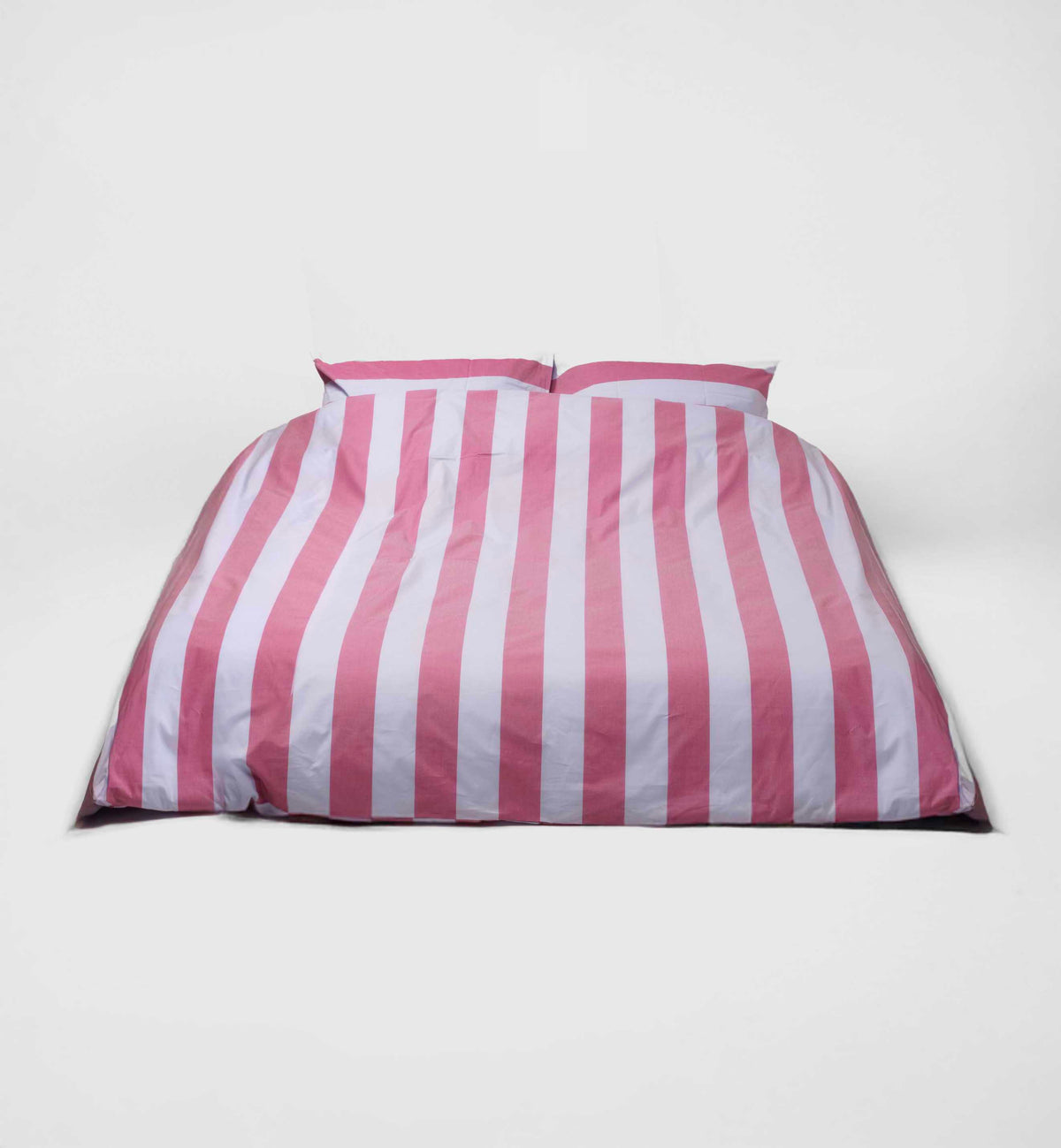 Duvet cover - 200 threads percale (Light Blue and Bordeaux Stripes)