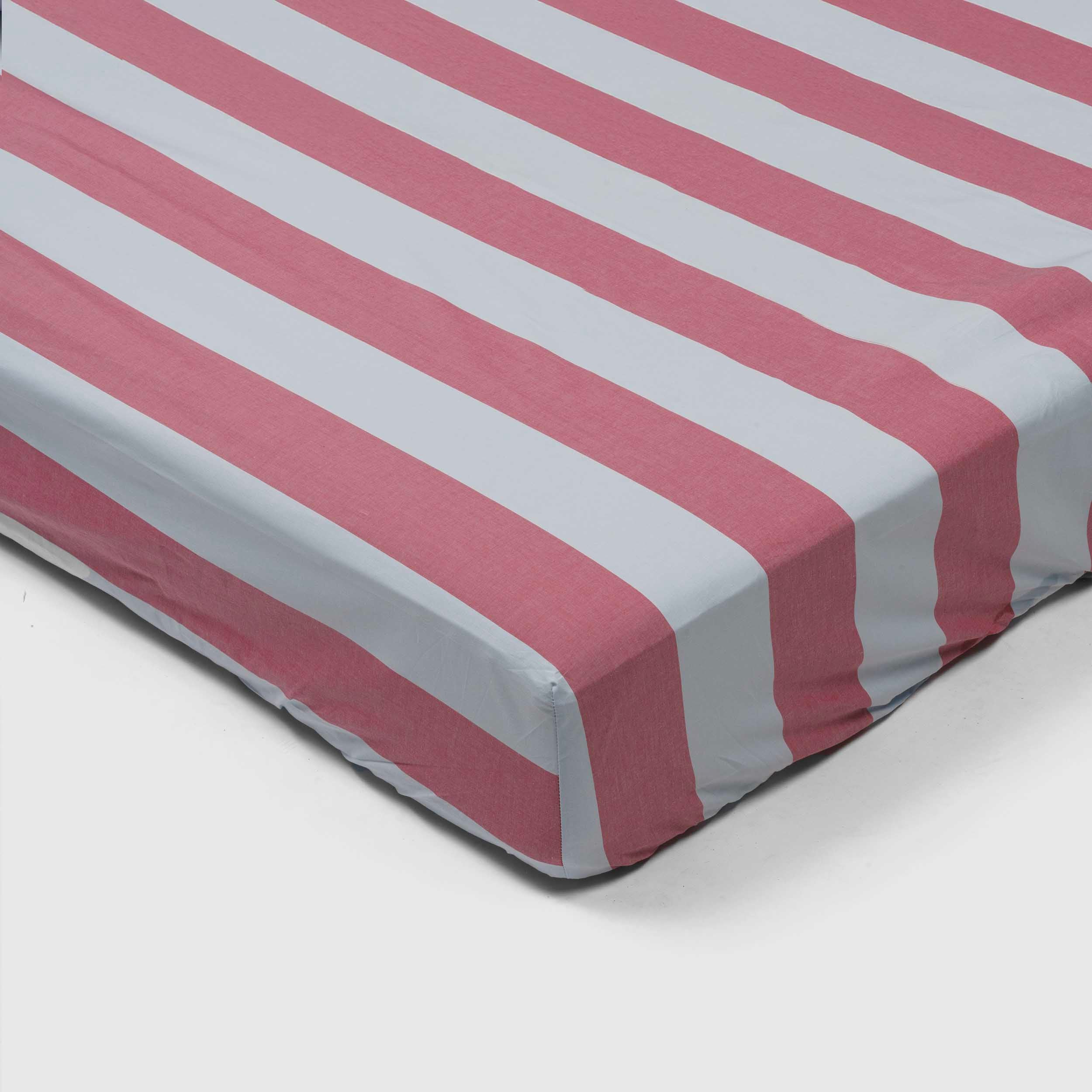 Fitted sheet - 200 threads percale (Light Blue and Bordeaux)
