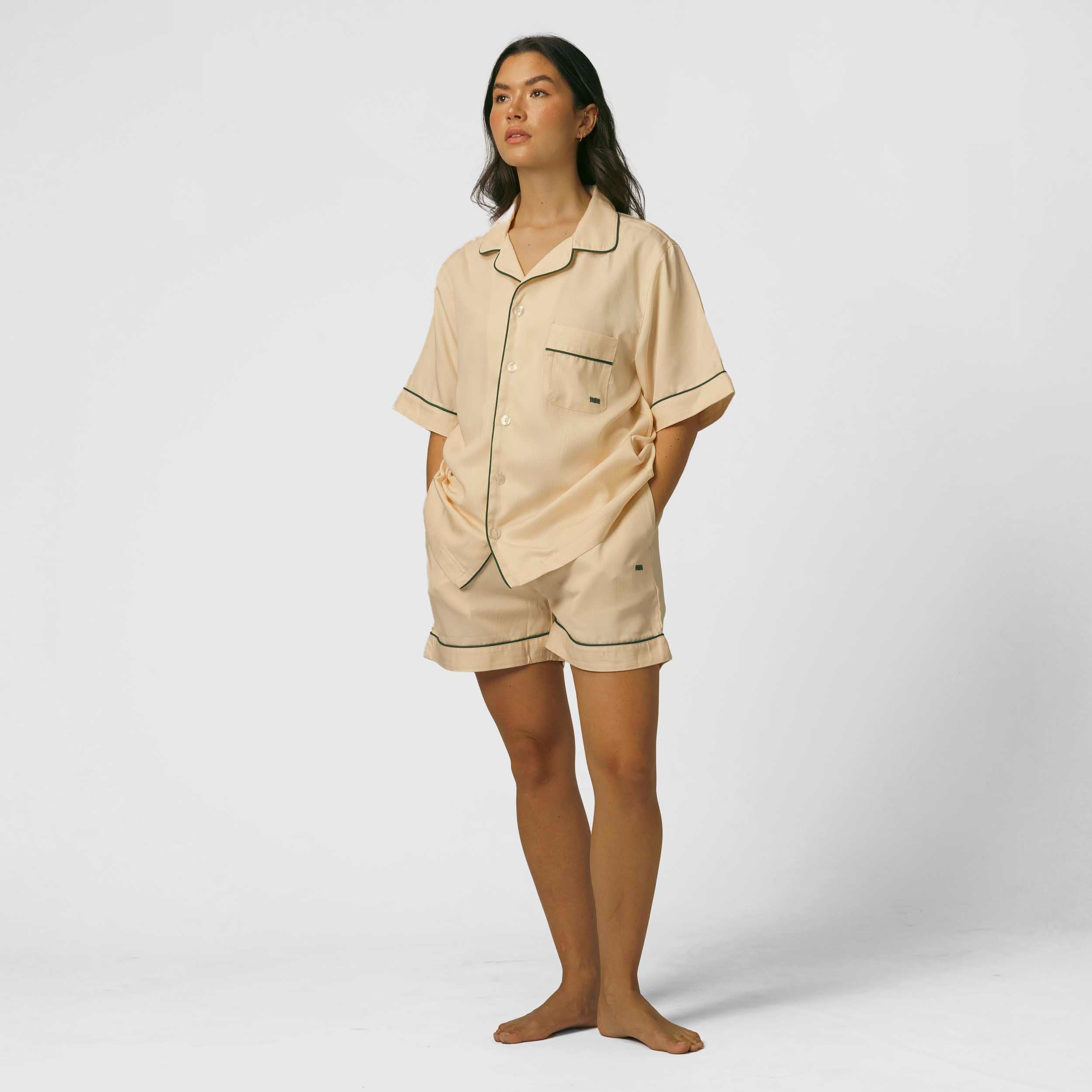 Short-sleeve shirt- Orange and Yellow Stripes – Marshmellow Fabrics