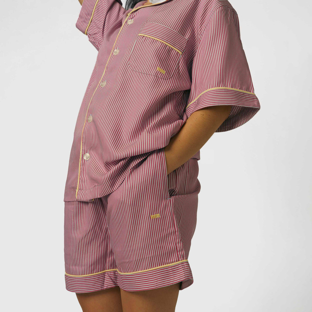 Short-sleeve shirt- Blue and Bordeaux Stripes