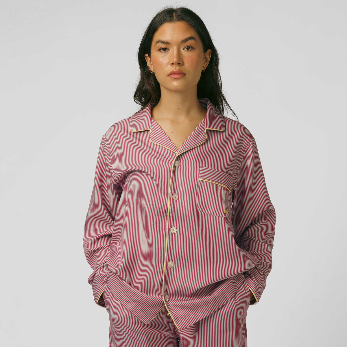 Long-sleeve shirt- Blue and Bordeaux Stripes