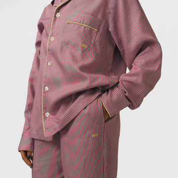 Long-sleeve shirt- Blue and Bordeaux Stripes