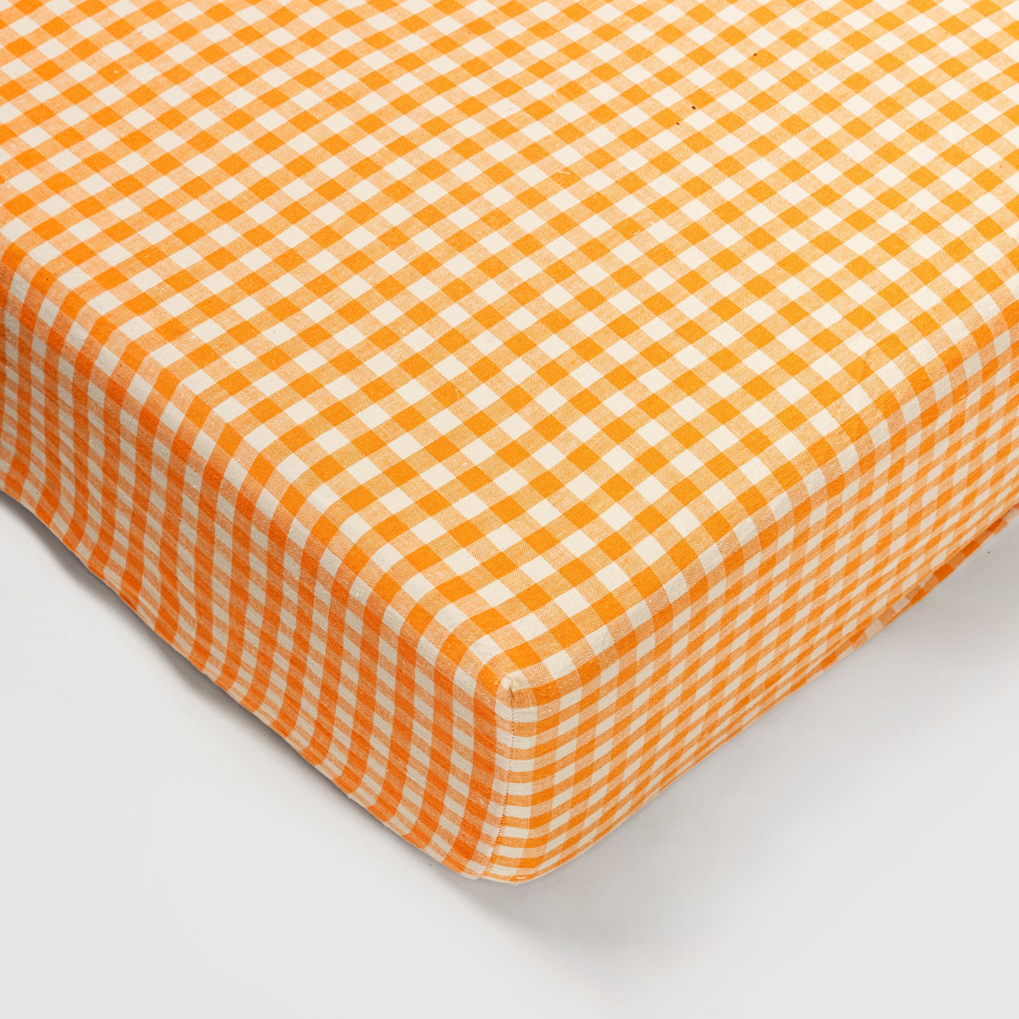 Fitted sheet - Linen (Orange Gingham)