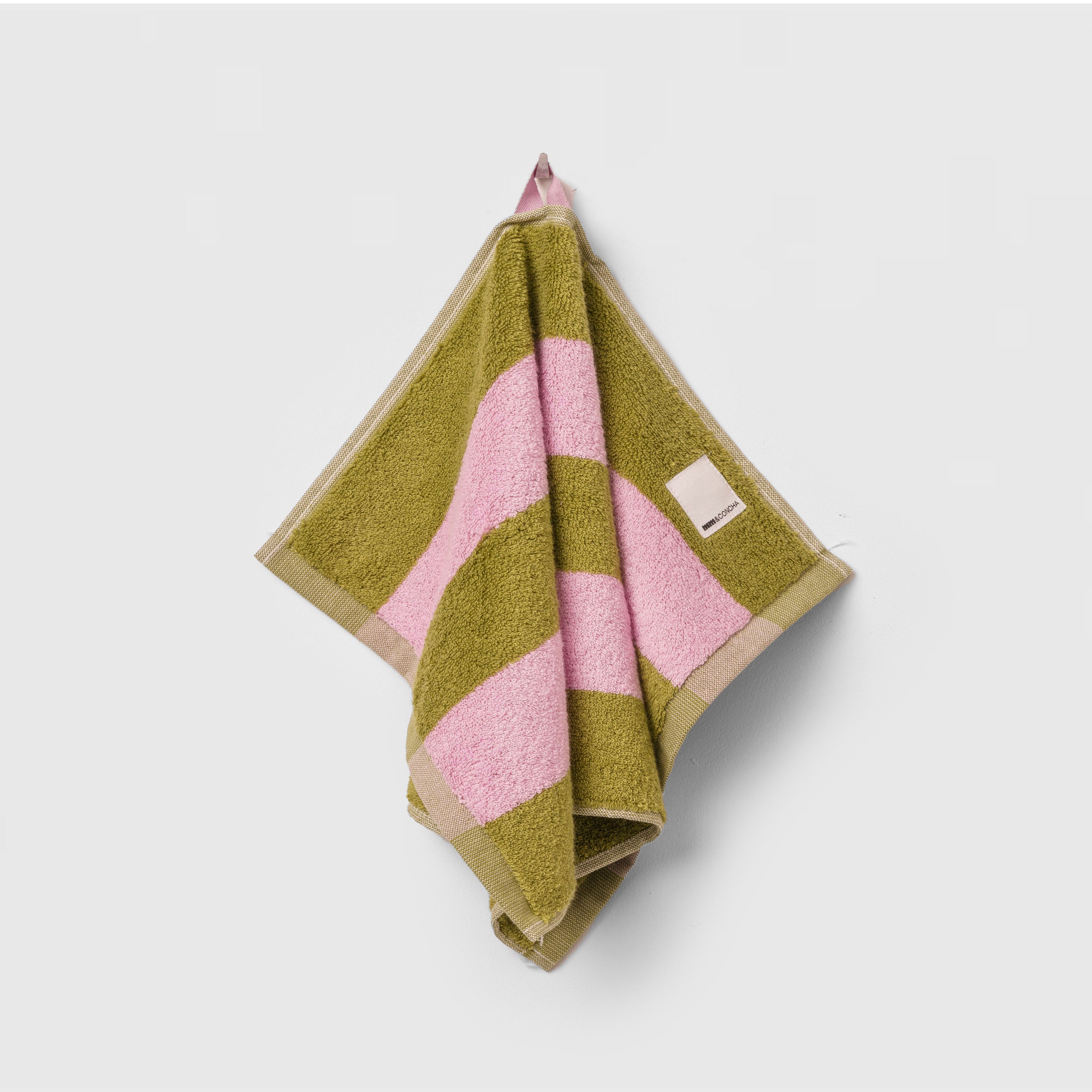 Midweight Bath Towel- Green and Pink Stripes