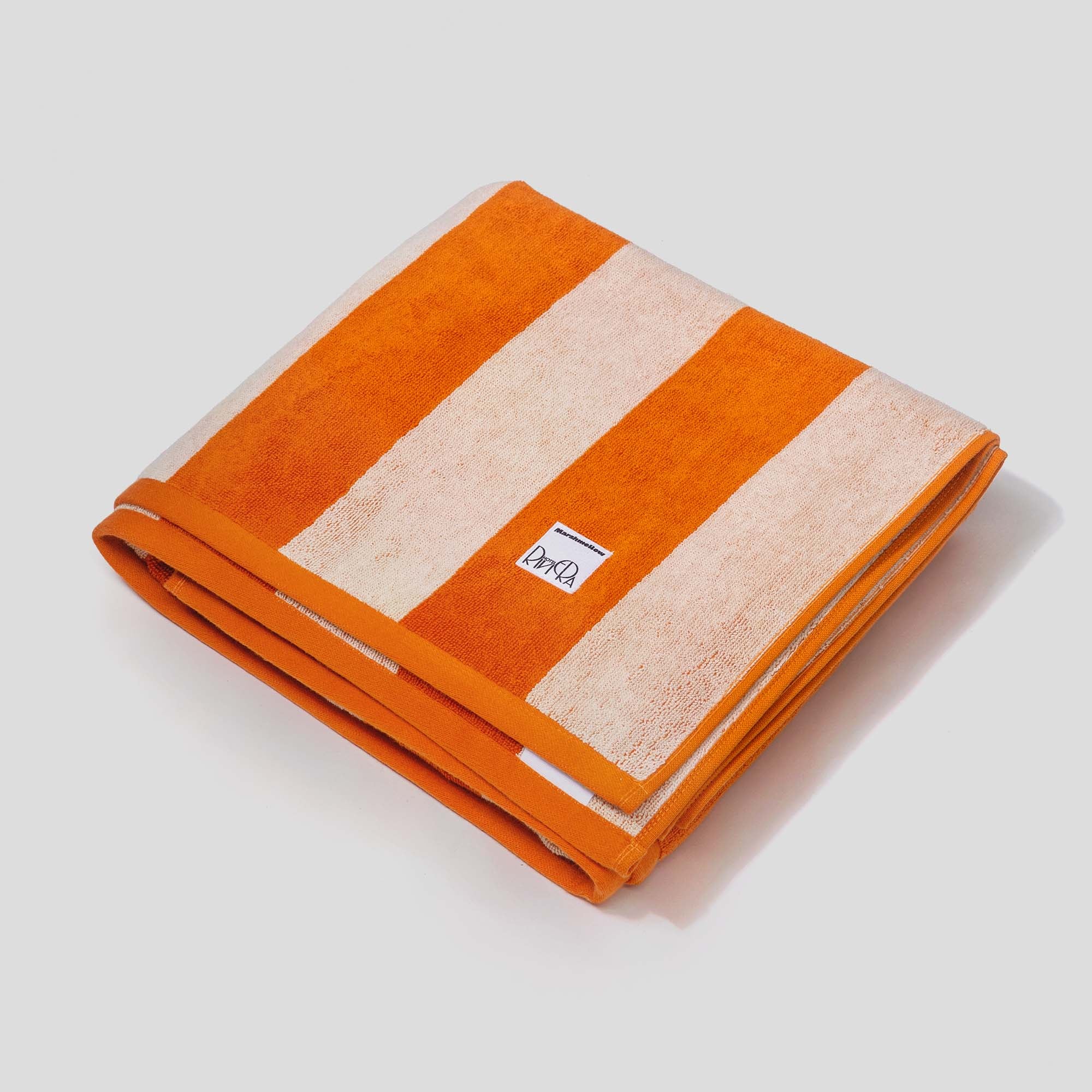 Beach towel- Orange and Oyster Stripes
