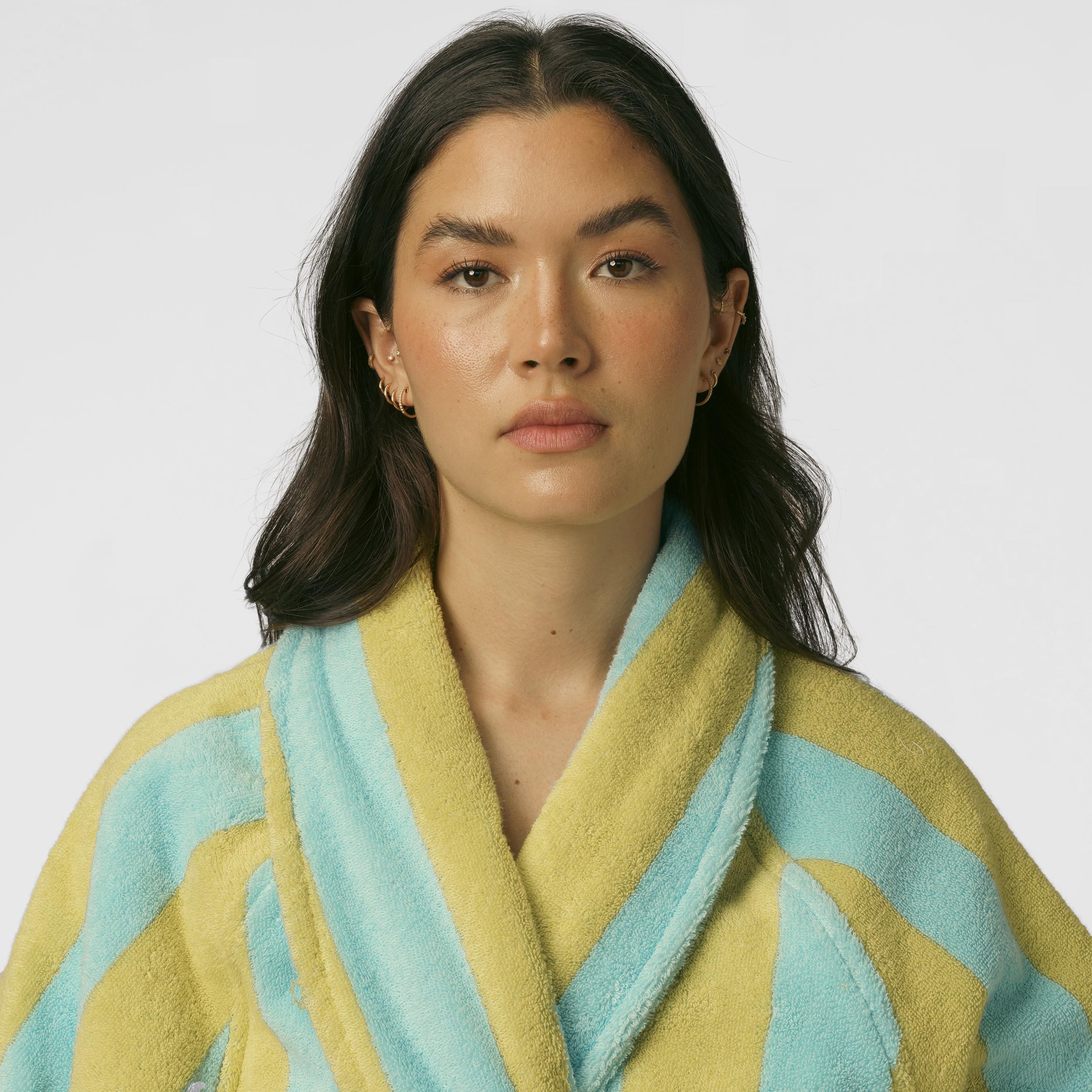 Terry Robe (Blue and Yellow Stripes)