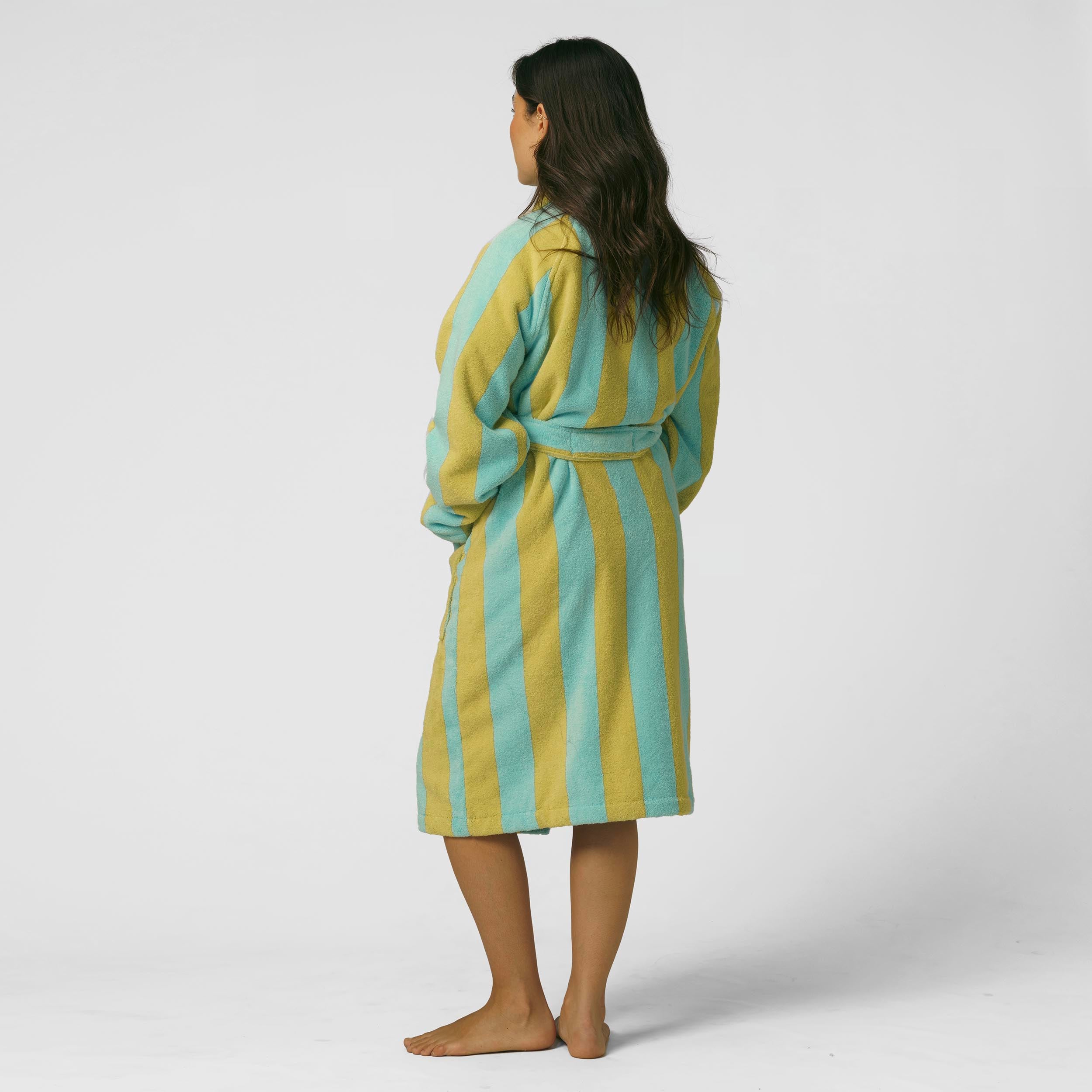 Terry Robe (Blue and Yellow Stripes)