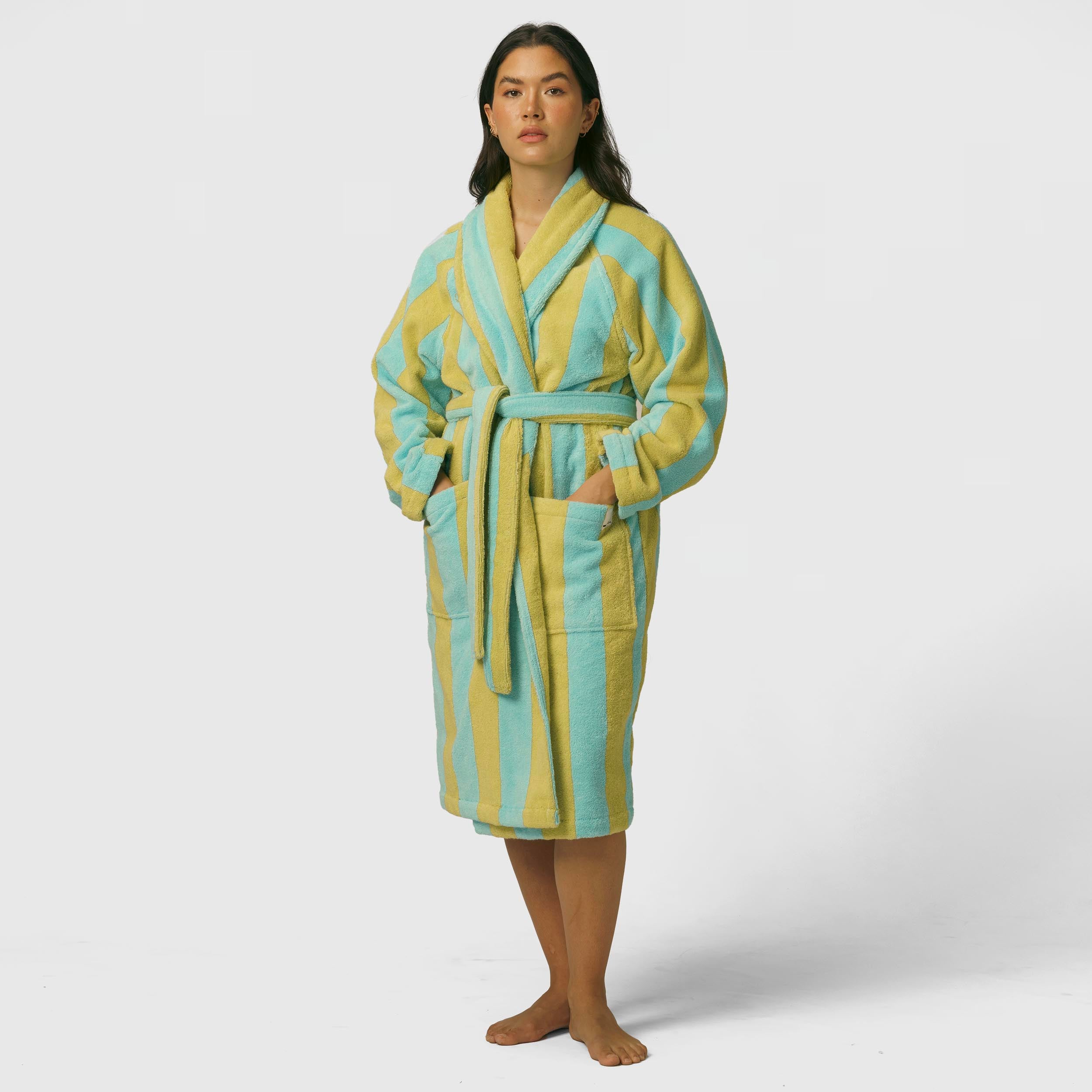 Terry Robe (Blue and Yellow Stripes)