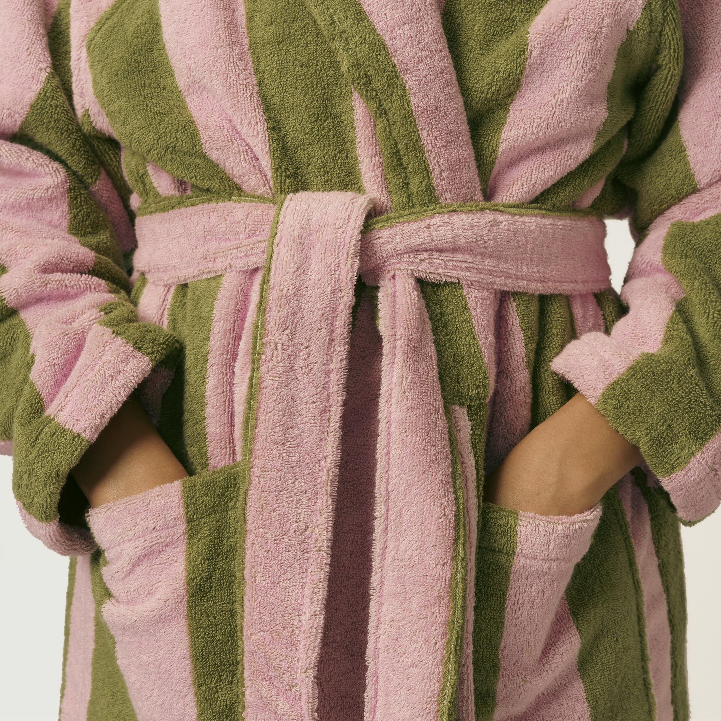 Terry Robe (Green and Pink Stripes) Marshmellow Fabrics Terry Robe (Green and Pink Stripes) Marshmellow Fabrics