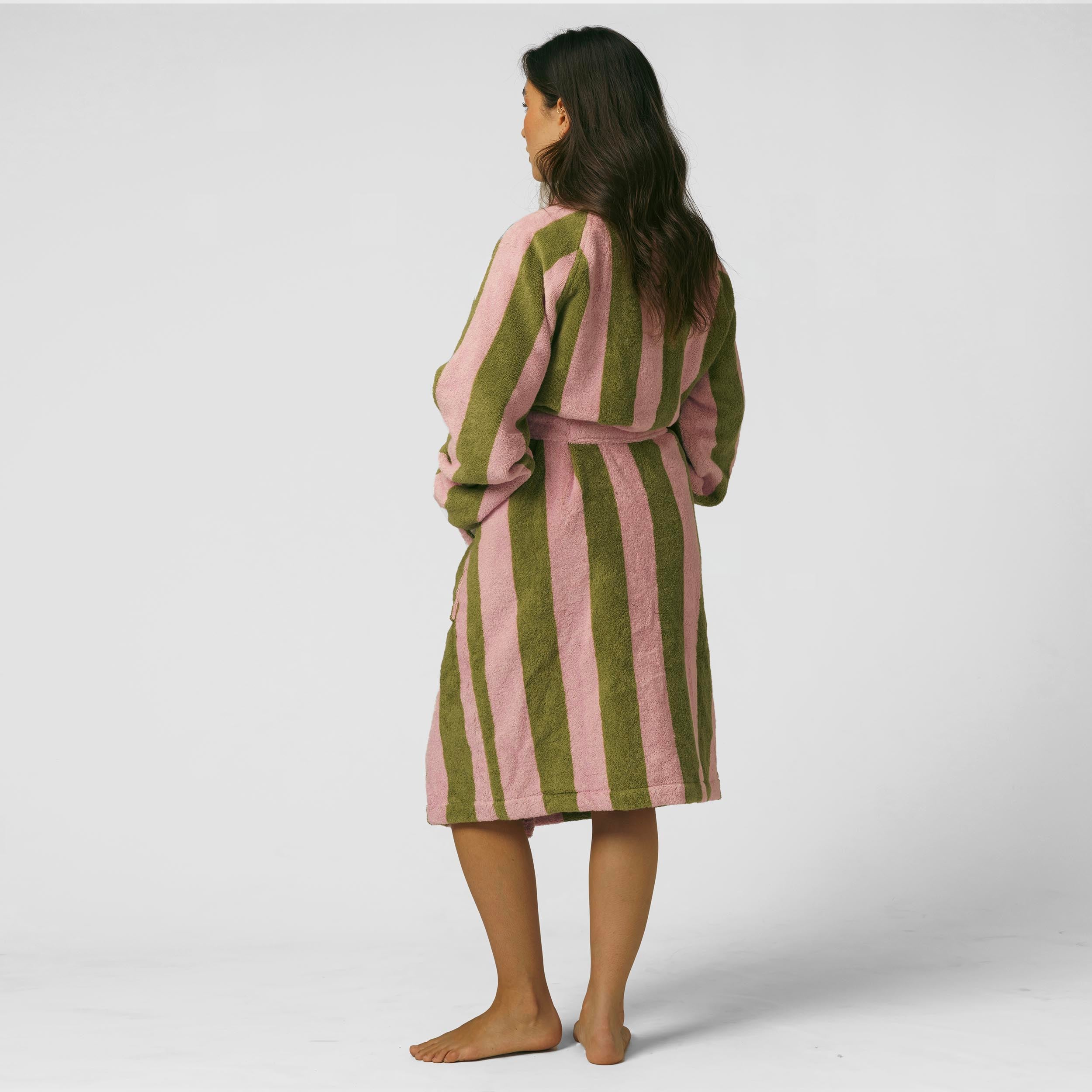 Terry Robe (Green and Pink Stripes)