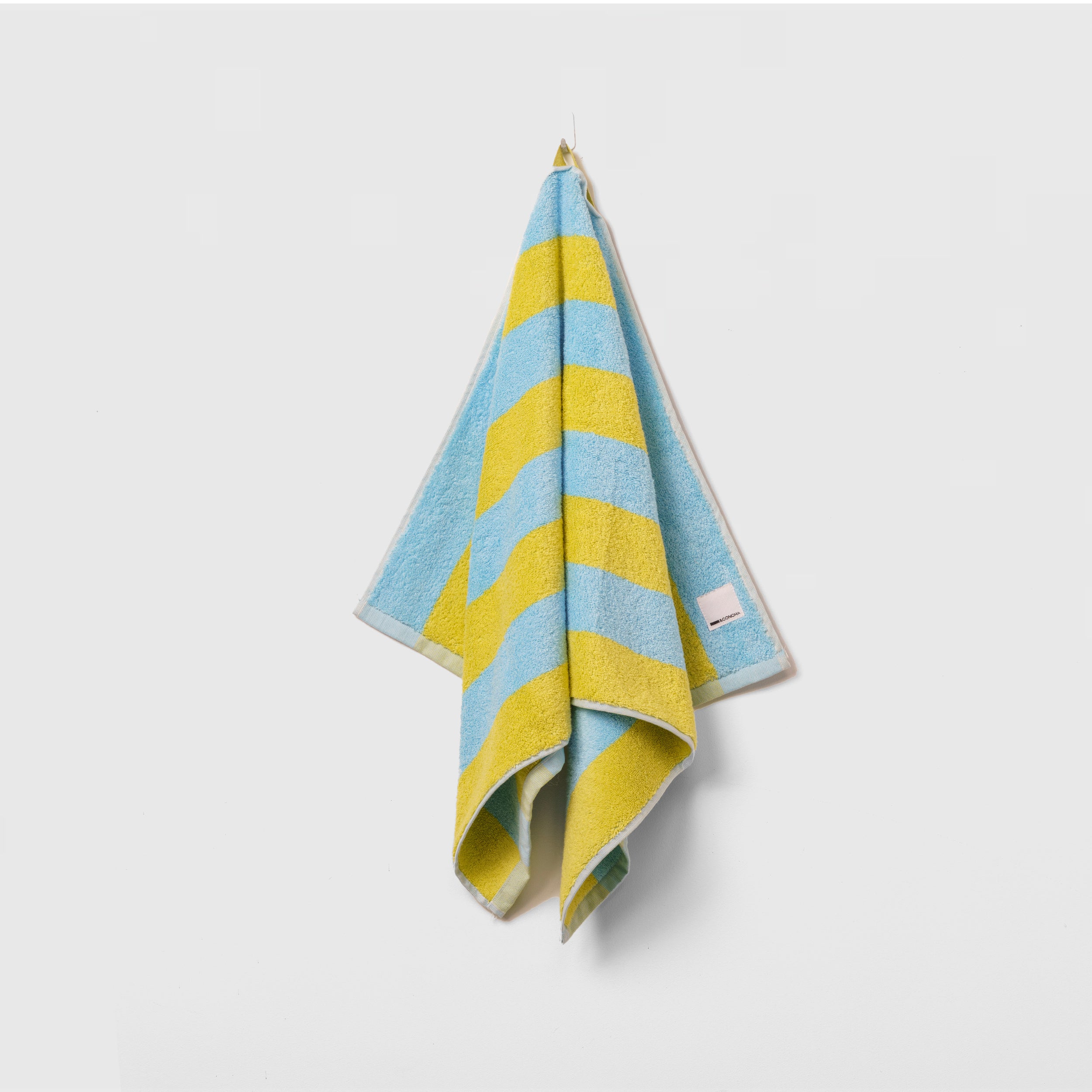 Midweight Bath Towel- Blue and Yellow Stripes