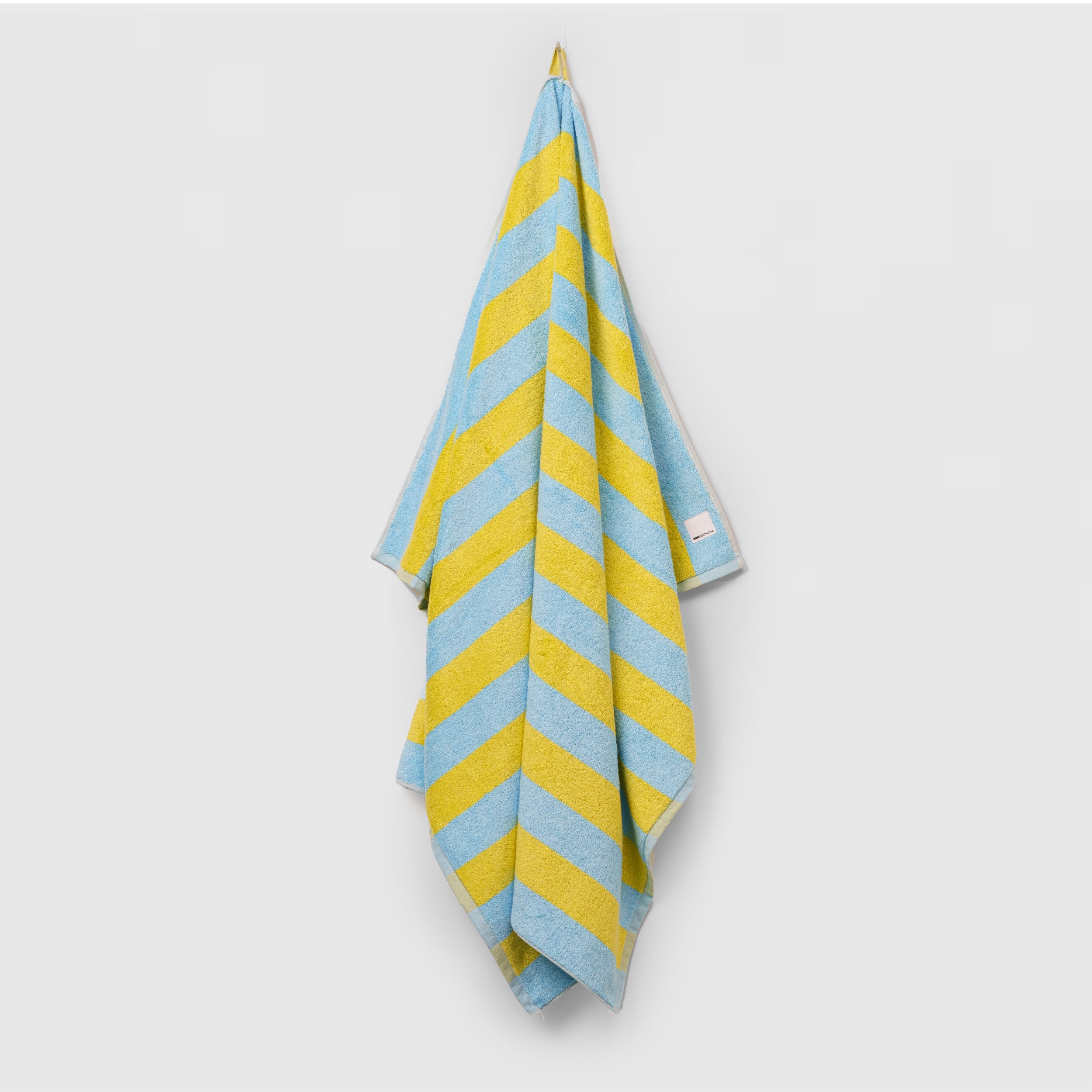 Midweight Bath Towel- Blue and Yellow Stripes
