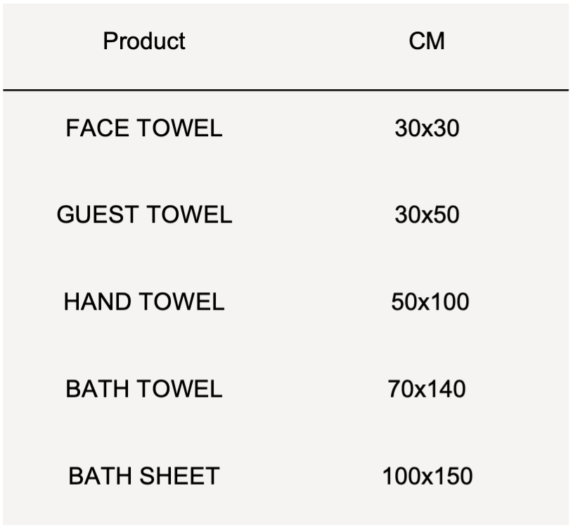 Size guide CM