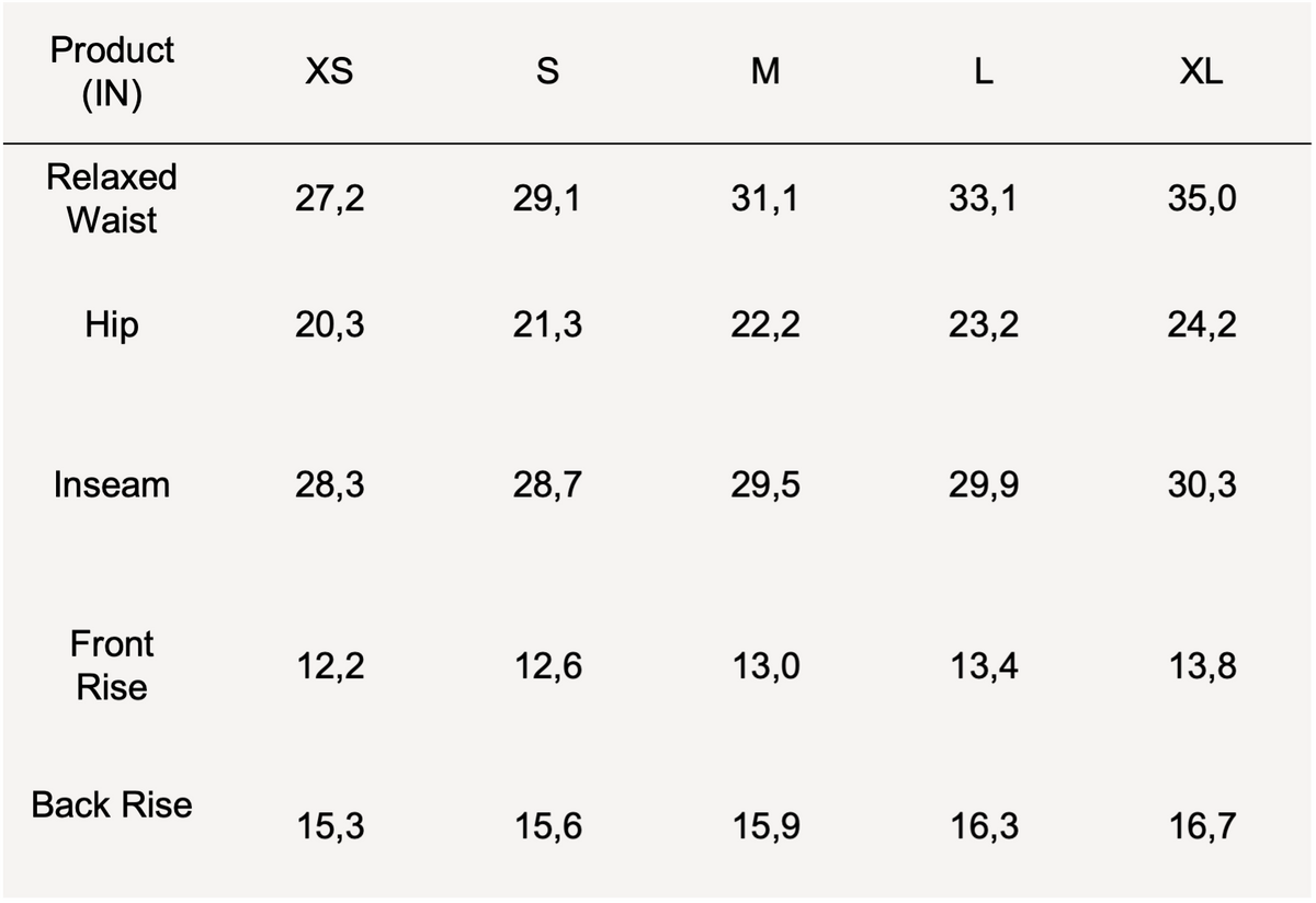 Size guide IN