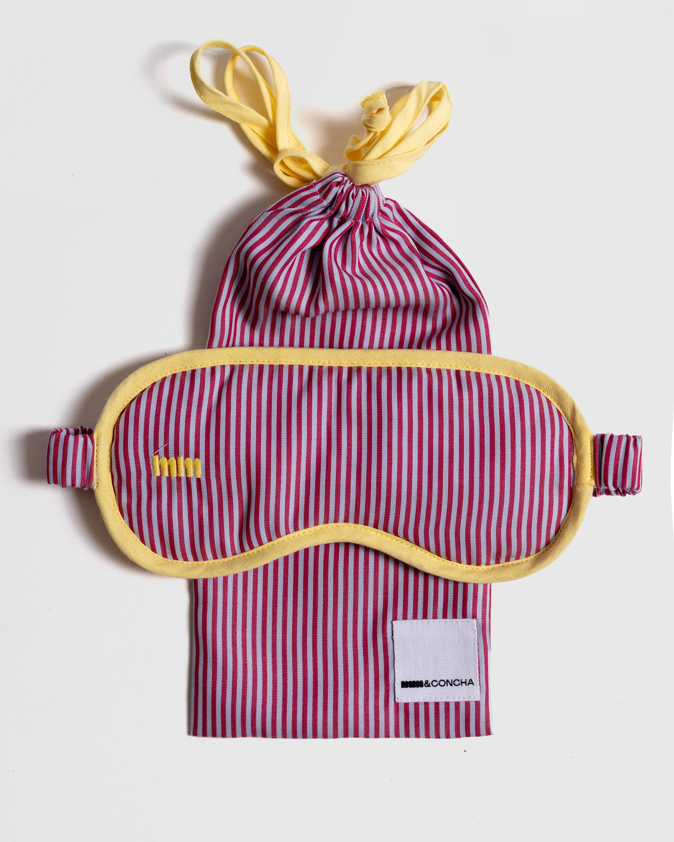 Sleep Mask- Blue and Bordeaux Stripes