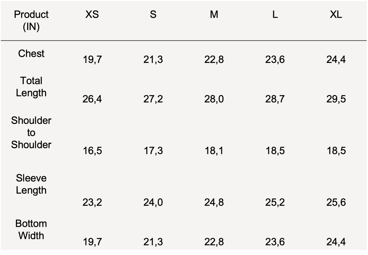 Size guide IN