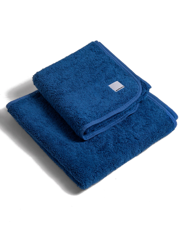 Heavyweight Bath towel Blue - folded stack, transparent background